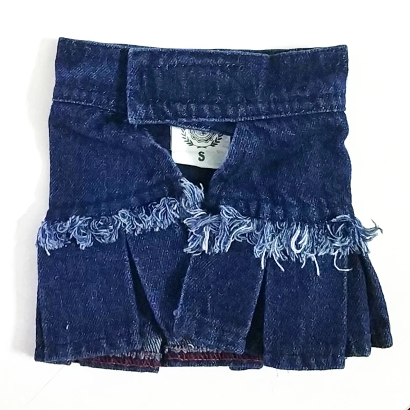 Джинсовая юбка с бахромой для домашних животных плиссированная дизайнерская