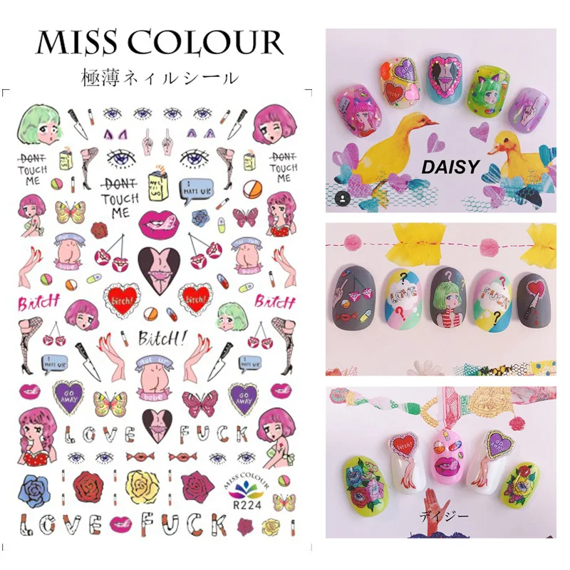 

New 3D Nail Sticker Cartoon Style Nail Art Decorations Personality Design Nails Accessories Fashion Manicure Stickers