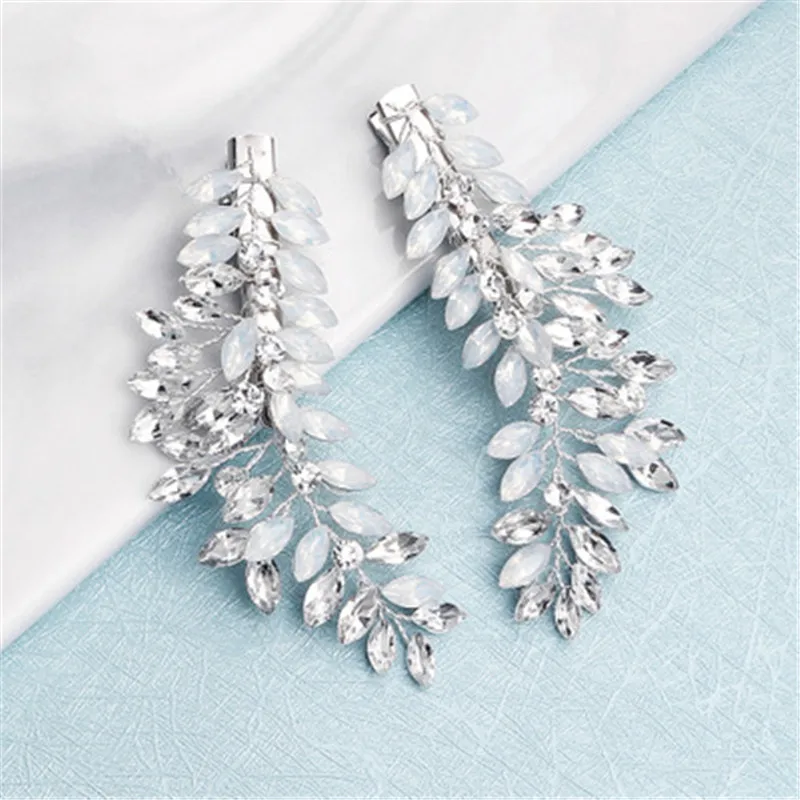 2Pcs Crystal Leaf Hairpin Women Jewelry Wedding Accessories Ziron Bridal Special Design Hair Clip Fashion Gift For Girls | Свадьбы и