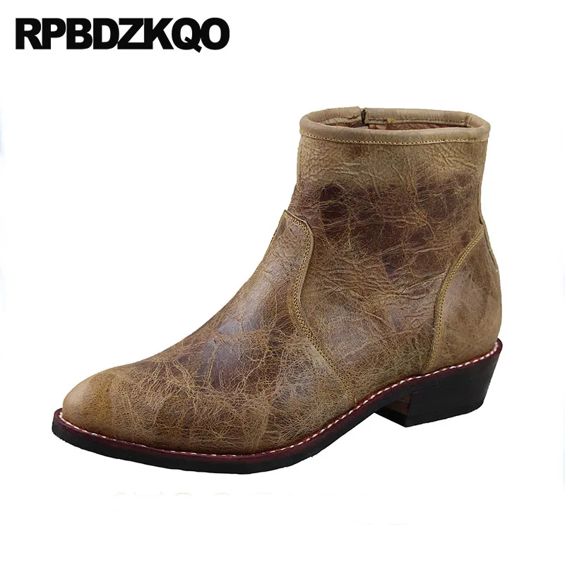 Европейская ковбойские сапоги мужская натуральная кожа ботильоны коренастый