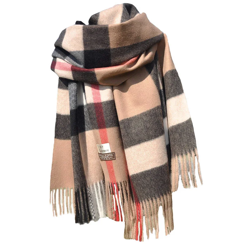 

Осенне-зимний новый британский женский шарф, кашемировый шарф с ворсом, шарф двойного назначения