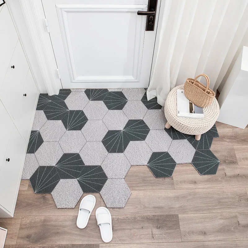 washable doormat carpet hallway bedroom bathroom living room kitchen pvc mats carpet anti slip hexagon pattern entrance doormat free global shipping