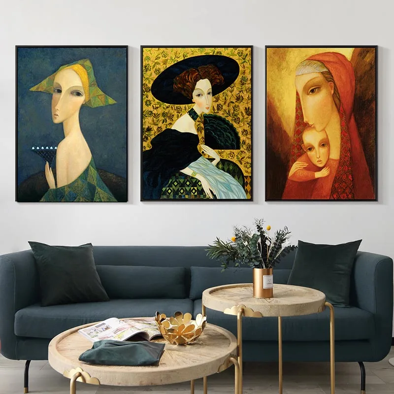 

Classic Artist Work Abstract Hug Mother Child Family Poster Full of Love Figure Painting Living Room Children's Room Decoration