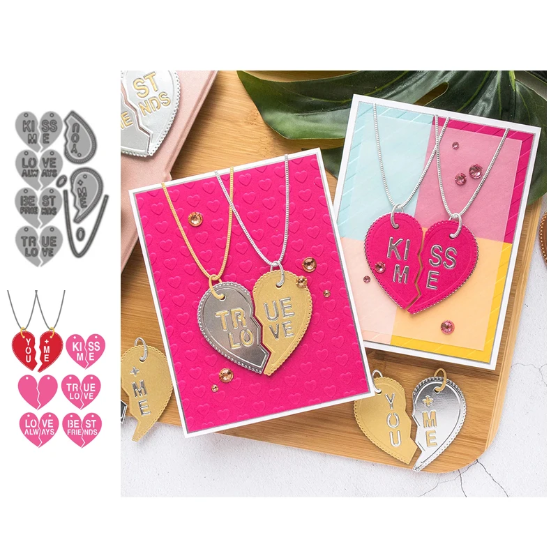 

Love Heart Necklace Cutting Dies Stamps Dies Scrapbooking Mold Cut Children's Handmade Tools DIY Craft Decoration Metal Dies New