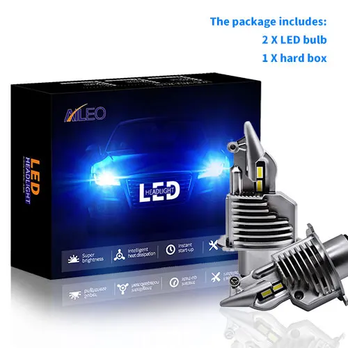 2PCS AILEO Автомобильные фары лампы H4 светодиодные лампы для автомобиля/мотоцикла 72 Вт 12 В 24 в 6000 К супер светодиодные H4 Автомобильные фары лампочки Led H4 12000LM - Испускаемый цвет: 2PCS