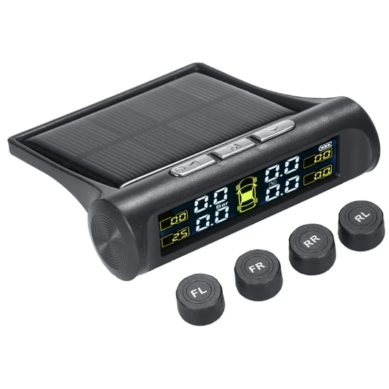 

Car Tire Pressure Monitoring System,Tire Monitor with Solar Charge, Include 4 External Sensors Real-Time Pressure Alerts