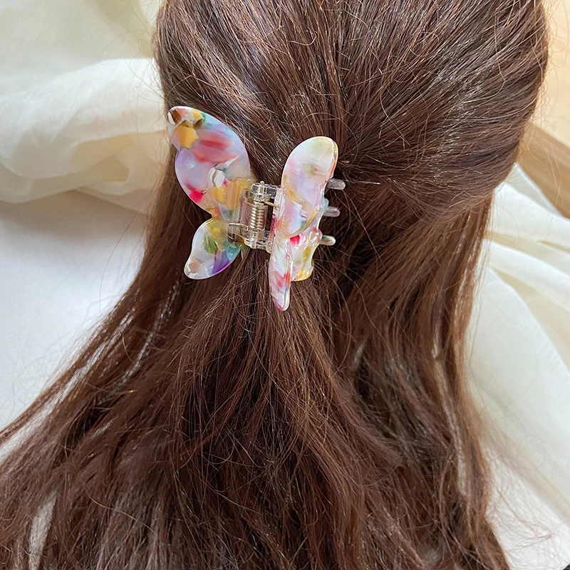 

Ponytail Holder Hair Clip For Girls Butterfly Hair Claw Sweet Fairy Butterfly Women Hairpin Acrylic Girls Hair Accessories