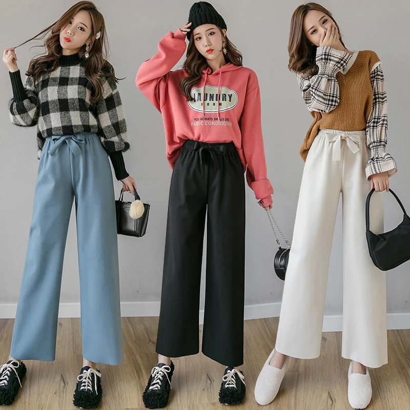 Женские брюки повседневные свободные шаровары до щиколотки классические с