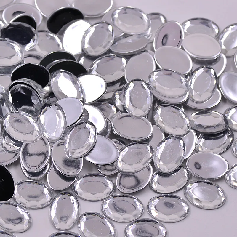 JUNAO 200 шт. 13*18 мм кристалл AB Стразы с плоским основанием искусственная овальная