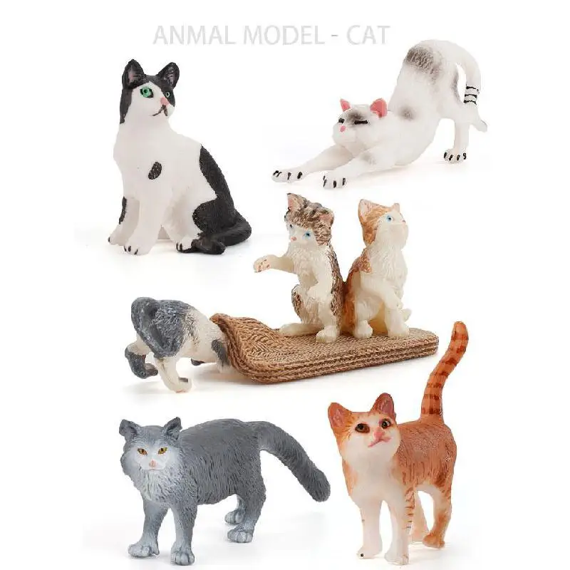 

Имитация домашних животных, модель Кота, игрушка, фигурка персидской кошки, черно-белая кошка с мелкими линиями, настольное украшение, колле...