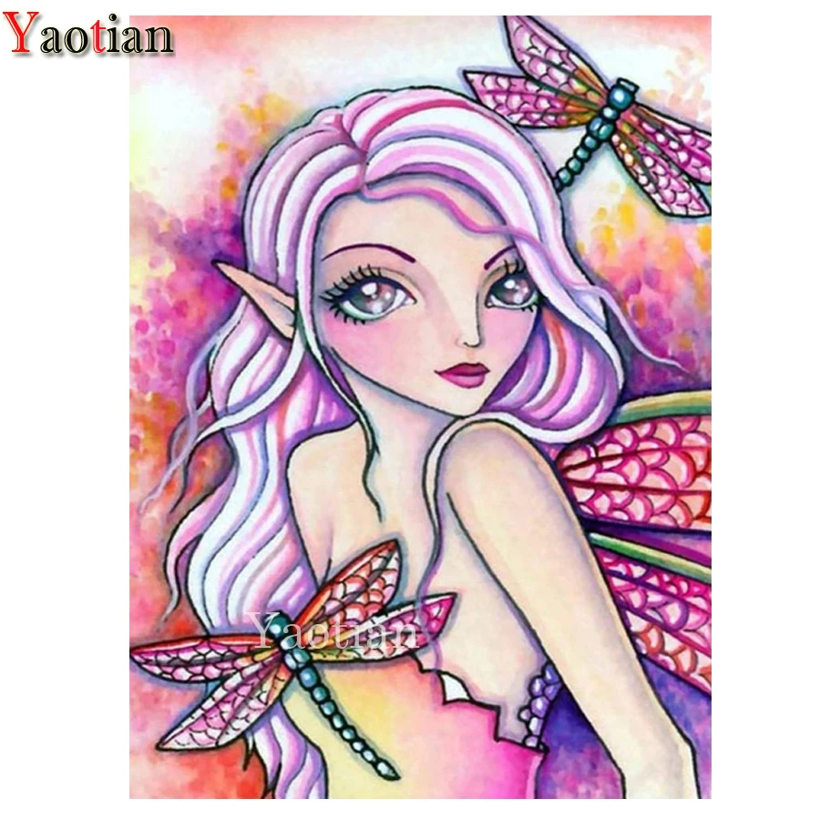 

5D алмазная вышивка картина Бабочка Фея девушка домашний декор алмазная живопись полная круглая вышивка крестиком набор ручной работы пода...