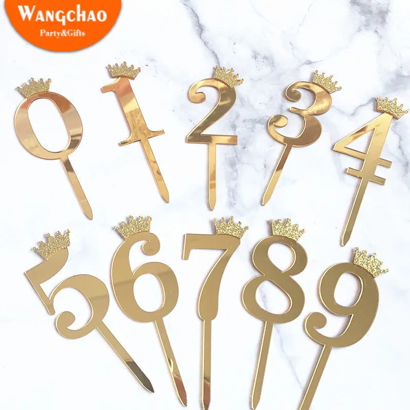 

Acrylic Glitter Crown Numbers Happy Birthday Cake Topper Birthday Cakes Baby Shower Cupcake ToppersWedding Cake Toppers