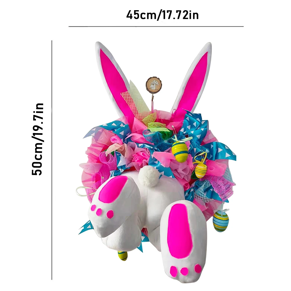 

Easter Bunny Wreath Door Decoration Funny Rabbit Cartoon Ornaments For Window Door DIY Hanging Garland Holiday Home Decor