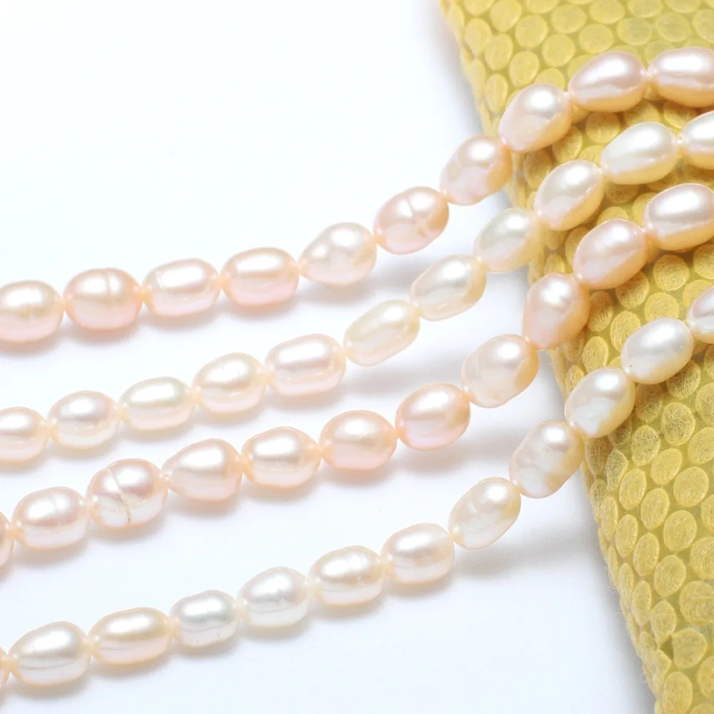 

Cultured Rice Freshwater Pearl Beads Natural Pink Grade A 5-6mm 15inch/Strand 0.8mm Hole for DIY Bracelet Necklace Jewelry