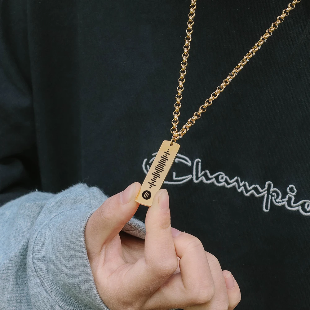 

Spotify music code carving Necklace titanium steel nameplate custom pattern Lovers Necklace men's women's jewelry birthday gift