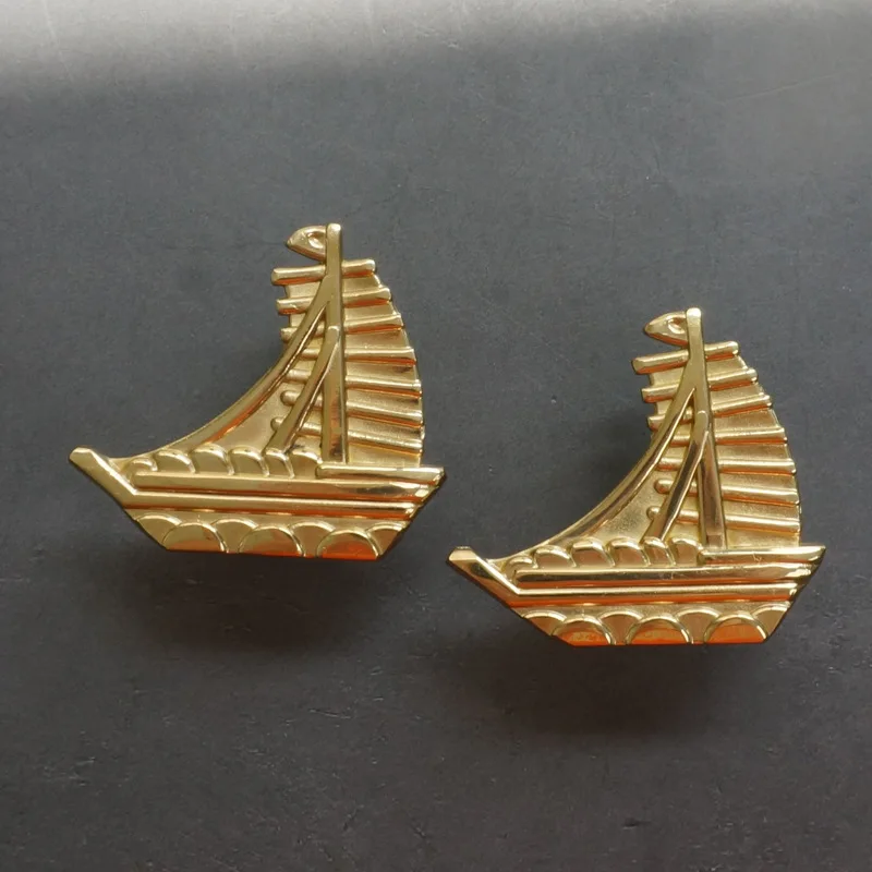 

Creative Brass Sailboat Shape Handle Luxury Drawer Pull Wardrobe Cupboard Cabinet Door Knob Decor Furniture Handles Hardware