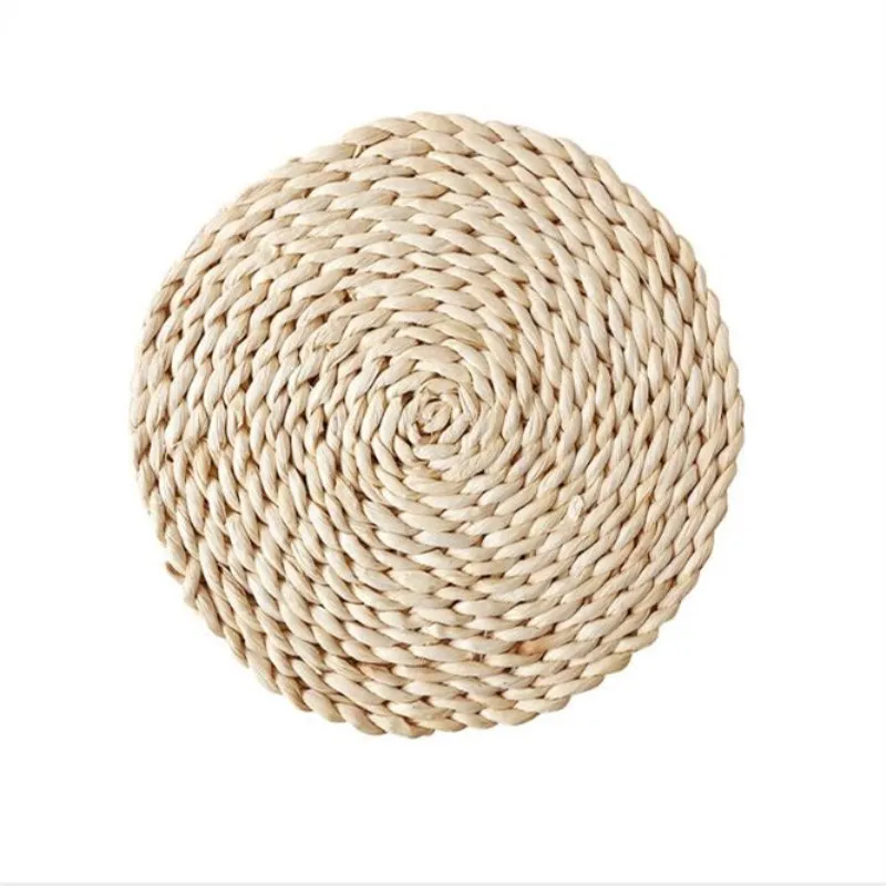 Beige 1 шт. натуральные кукурузные соломенные тканые салфетки круглый ротанговый обеденный стол коврики теплоизоляция горшок держатель чашки подставки кухонные аксессуары - Цвет: Beige