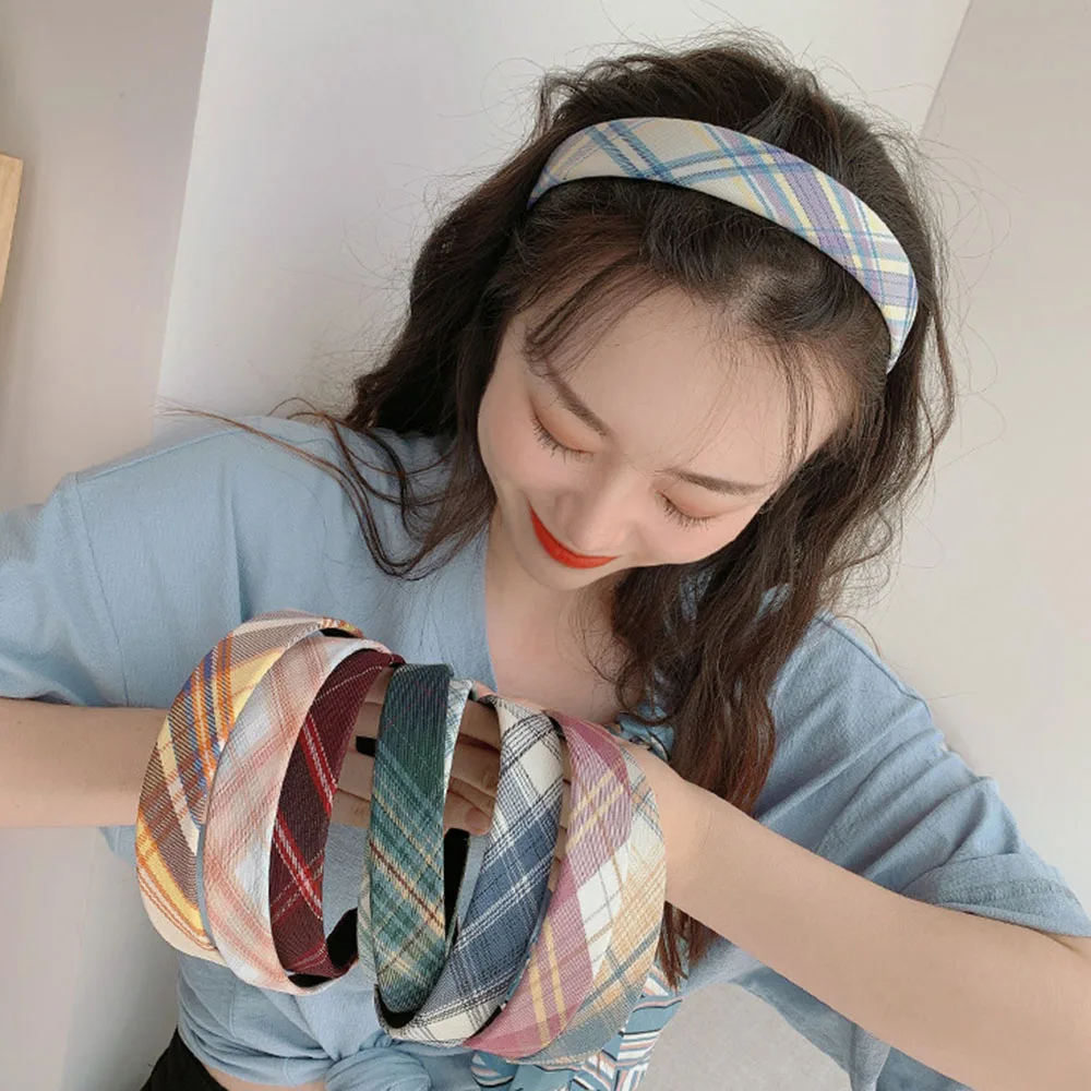 Новинка 2021 обруч для волос с красочным принтом утолщенная решетчатая повязка