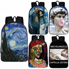 Рюкзак для девочек и мальчиков с изображением звездной ночиВан Гогамикеланжа, школьные сумки для мальчиков и девочек, детский школьный рюкзак, женский рюкзак