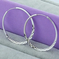 925 sterling silver round circle hoop earrings for women wedding engagement party jewelry