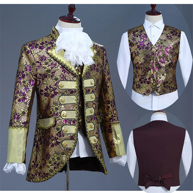 

Court Dress Military Uniform Men's Prince Stage Retro European Modern Drama Performance Costume For Dance Show Cosplay