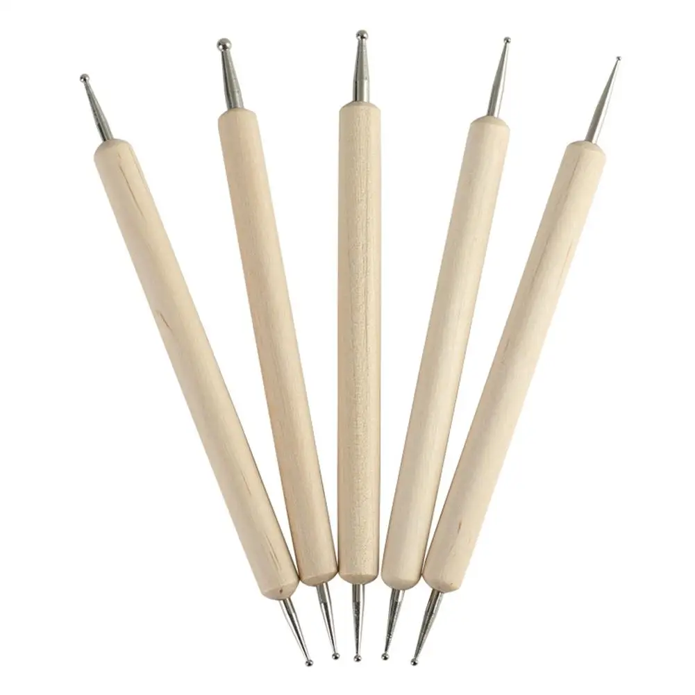 

5Pcs/Set Pro 2-Way Wooden Nail Art Dotting Dot Pen Painting DIY Manicure Tools