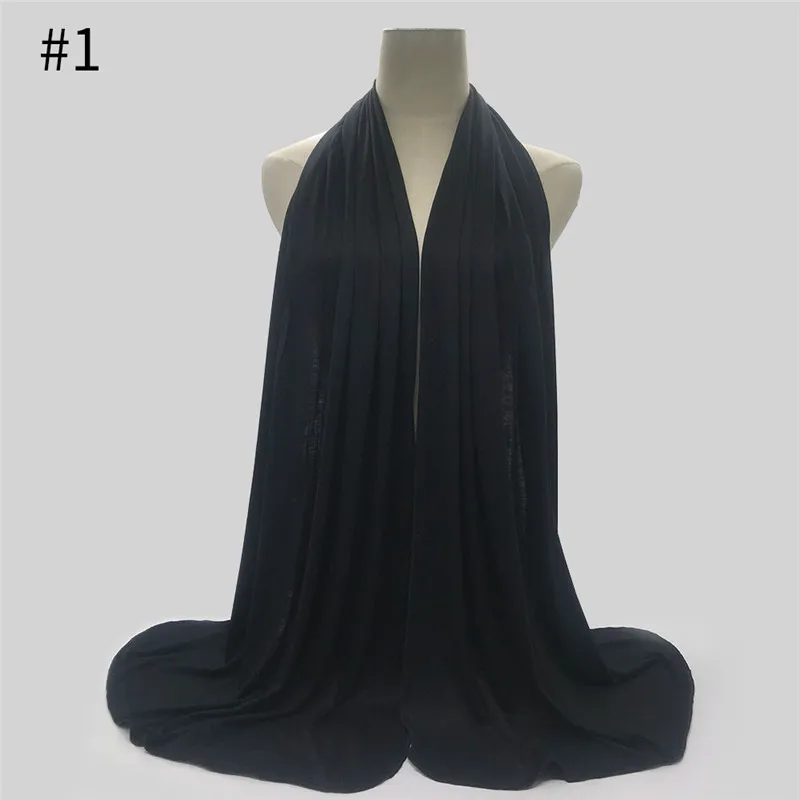 Black Многоцветный мягкий хлопковый мусульманский головной платок, мгновенный хиджаб из Джерси, полное покрытие, шапка, шарф, Исламские шали, женские шарфы с головой тюрбана - Цвет: Black