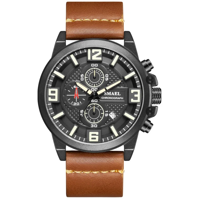 Мужские водонепроницаемые кварцевые часы с хронографом и календарем|Кварцевые
