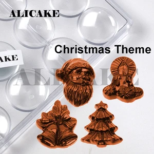 Рождественские поликарбонатные формы для шоколада Санта-Клаус формы для еды лоток для шоколада формы заливочная форма для кондитерских изделий инструменты для выпечки кондитерских изделий