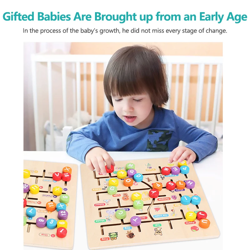 

Boys Girls Education Toys Digital Alphabet 3D Wooden Maze Walking Ball Building Blocks Puzzle Labyrinth Cube Number Letter Child