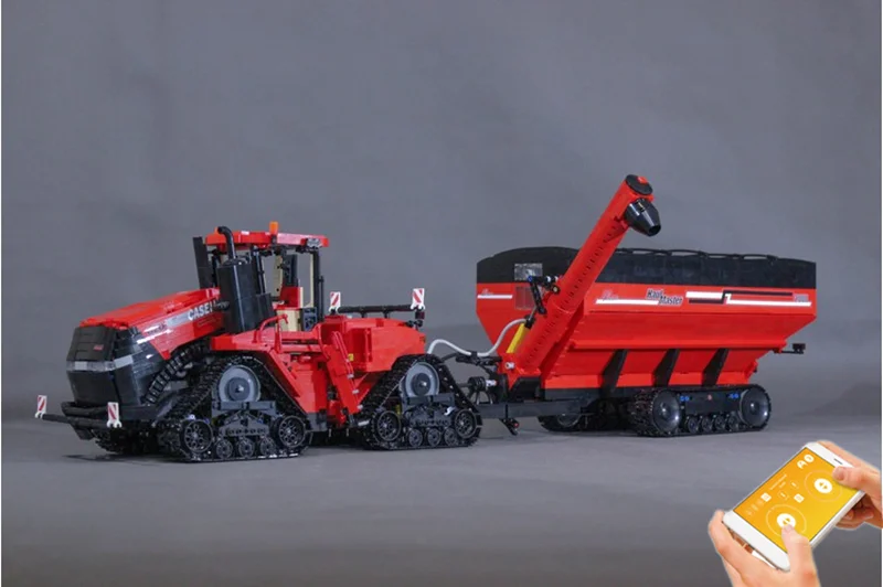 

Small particle technology building block MOC remote control tractor pneumatic mop assembled toy model DIY boy's birthday gift