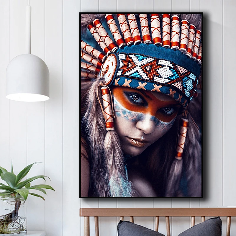 Акварельный портрет холст искусство настенные картины для гостиной индийская