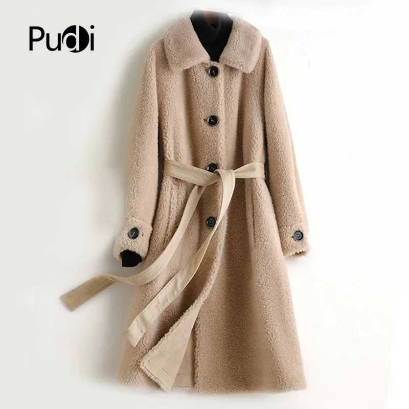 

Pudi Women Real Wool Fur Coat Jacket Trench Winter Warm Female Sheep Shearing Over Size Parkar Coats A50018