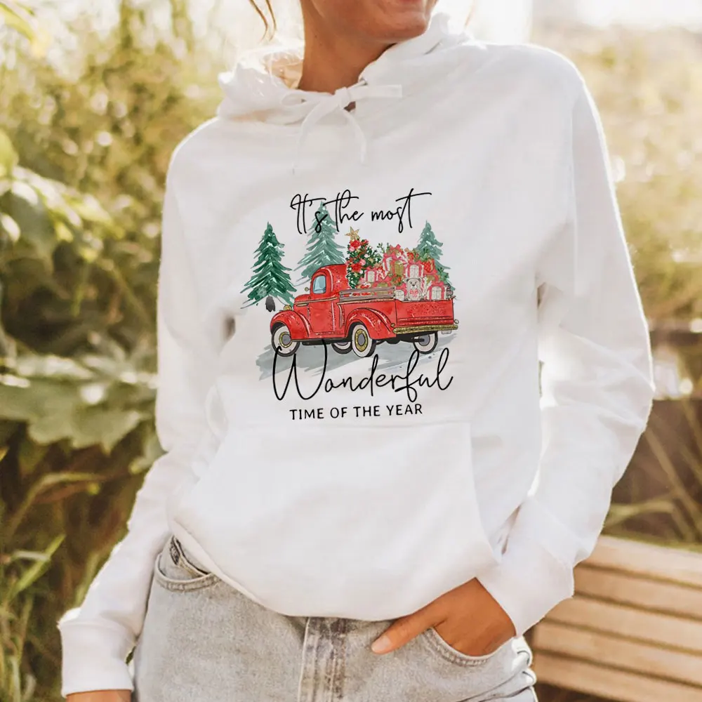 

Wonderful Time Of The Year Christmas 100%Cotton Women Hoodies Unisex Autumn Winter Casual Pullovers Long Sleeve Hooded Top