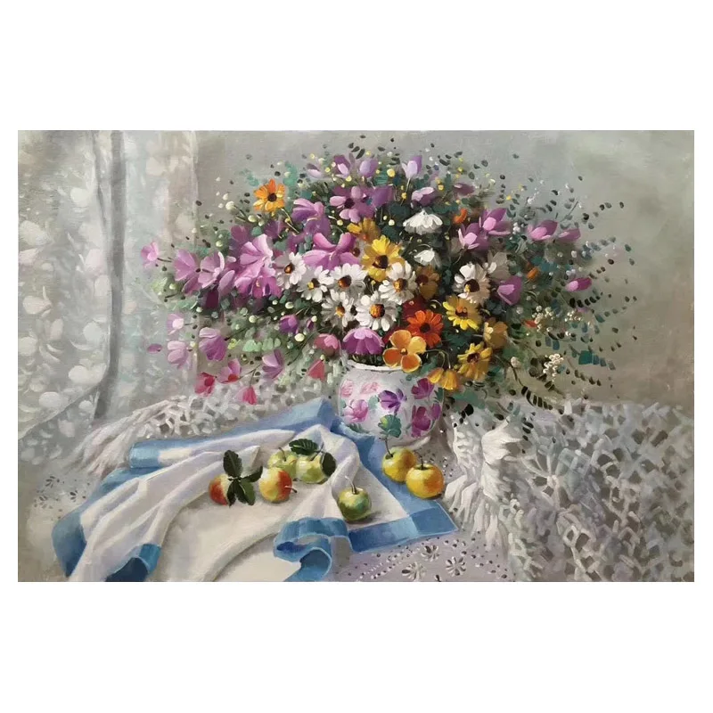 Goede Kowell 100% Handgeschilderd Klassieke Abstracte Bloem Olieverfschilderij Art Gift Home Decor Woonkamer Muur Art Frameloze Foto