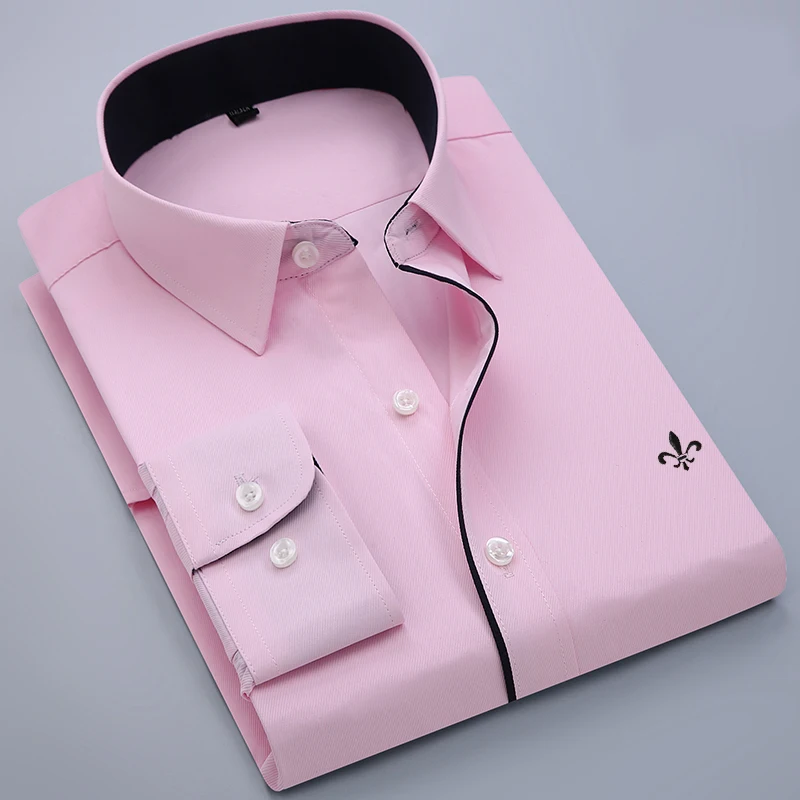 Dudalina Повседневный Полосатый пуловер модный Blusa Camisa, в полоску, с длинными рукавами, приталенная рубашка, мужская одежда с цветочным рисунком - Цвет: PM-1901-6PINK