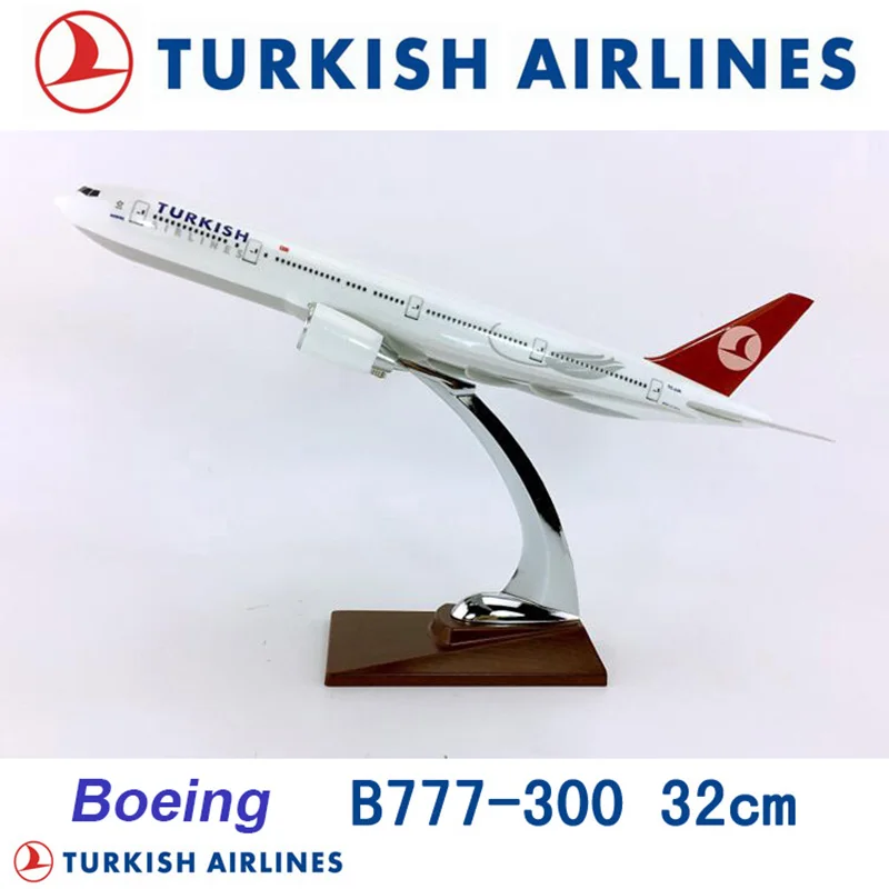 32 см модель самолета Boeing 777 300 big Turkey airlines игрушечный самолет литье под давлением