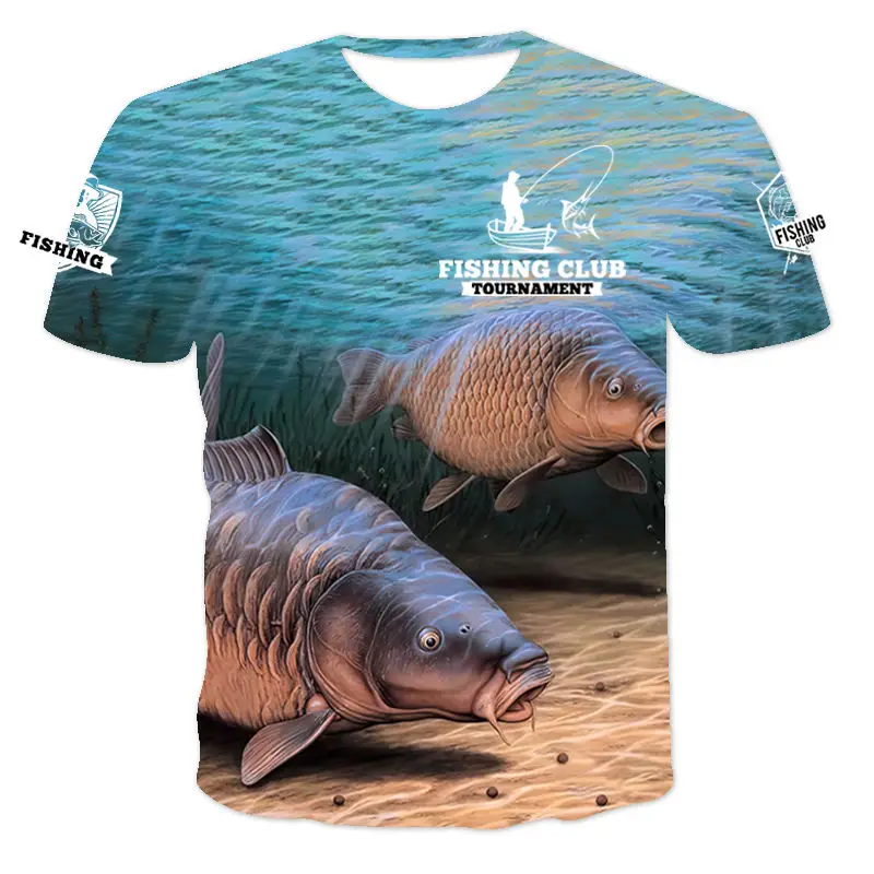

Summer The Latest 2021 Fish Outdoor T-Shirt Children 3D Cool Print Fishing Boys Short Tops O-Neck Casual Girls Fishing T-shirt