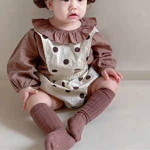 MILANCEL 2021 Весенняя новая детская одежда для младенцев в горошек боди с кружевным воротом, украшенным декоративными блузка с шапочка, комплект из 3 предметов комплект для малышей