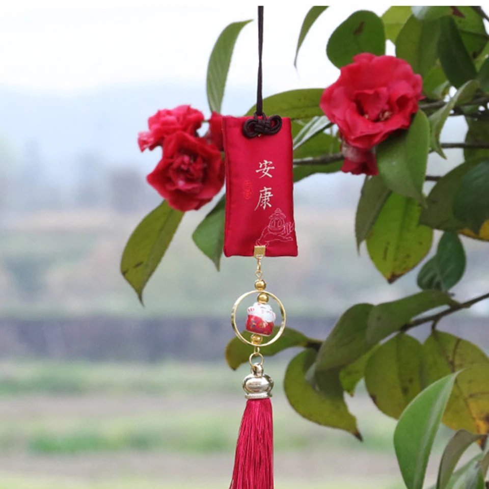 Китайская вышивка Саше Счастливый Кот Брелок Манеки Neko Автомобильное зеркало