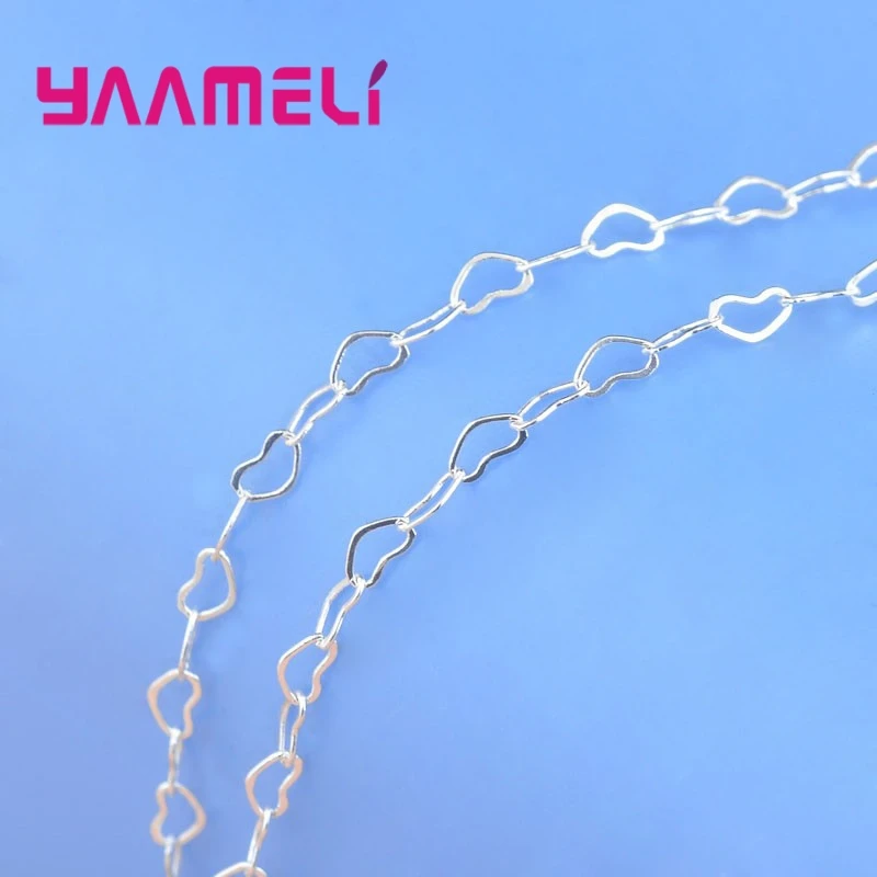 Корейский стиль высокое качество 18/24 дюймов подлинное серебро 925 пробы сердце