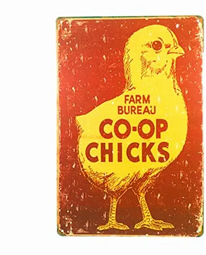 

dingleiever-Farm Bureau Co-Op Chicks Metal Wall Decor Retro Vintage Tin Sign