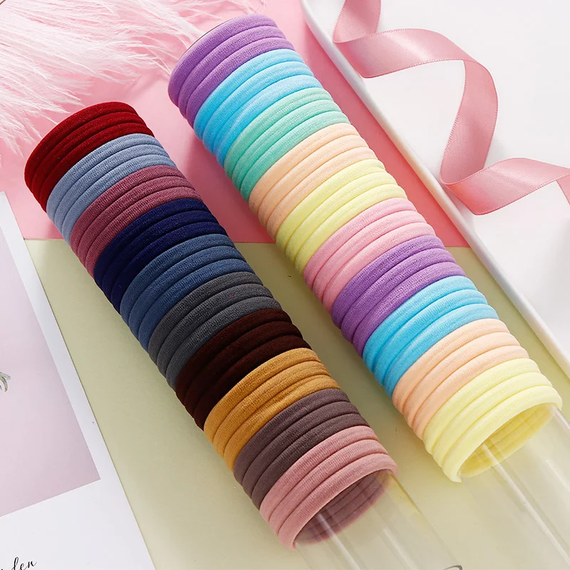 

50/100PCS/Set Women Girls 4.5CM Colorful Nylon Elastic Hair Bands Ponytail Hold Hair Tie Rubber Bands Scrunchie Hair Accessories