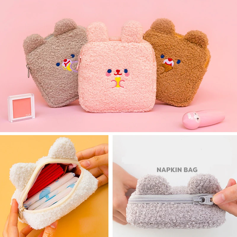 Мультяшные гигиенические прокладки для тампонов сумка меховая салфеток с