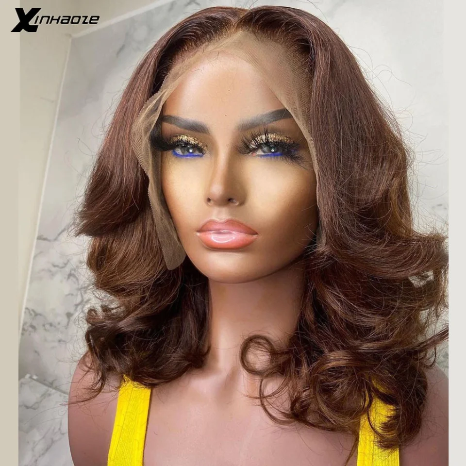 

Body Wave Short Bob Wig Remy Brazilian Brown/Black 13x4 Lace Front Human Hair Wigs Short Bob Wig For Black Women V Part Wigs