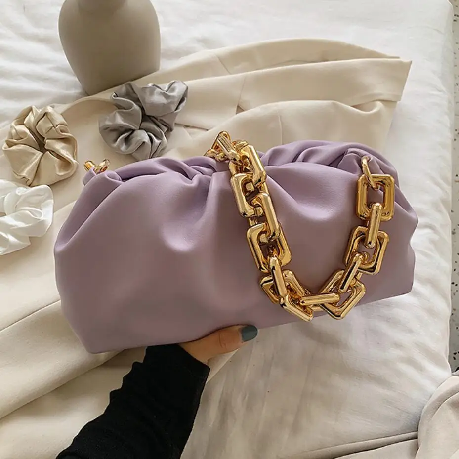 

Solid Color Pleated Tote Bag 2020 Fashion New High-quality Soft Leather Women's Designer Handbag Travel Shoulder Bags Armpit Bag