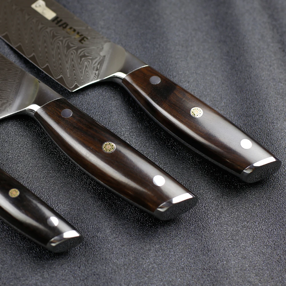 Набор кухонных ножей из дамасской стали 3 шт. японский нож шеф повара vg10