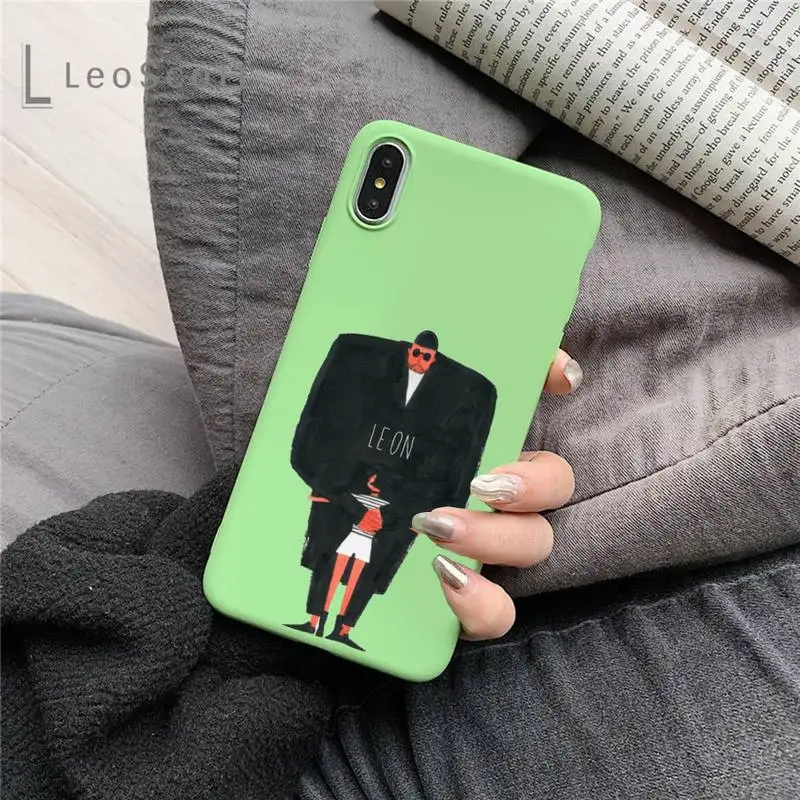 

Killer Leon Uncle Girl cartoon Phone Case Candy Color for iPhone 11 12 mini pro XS MAX 8 7 6 6S Plus X 5S SE 2020 XR