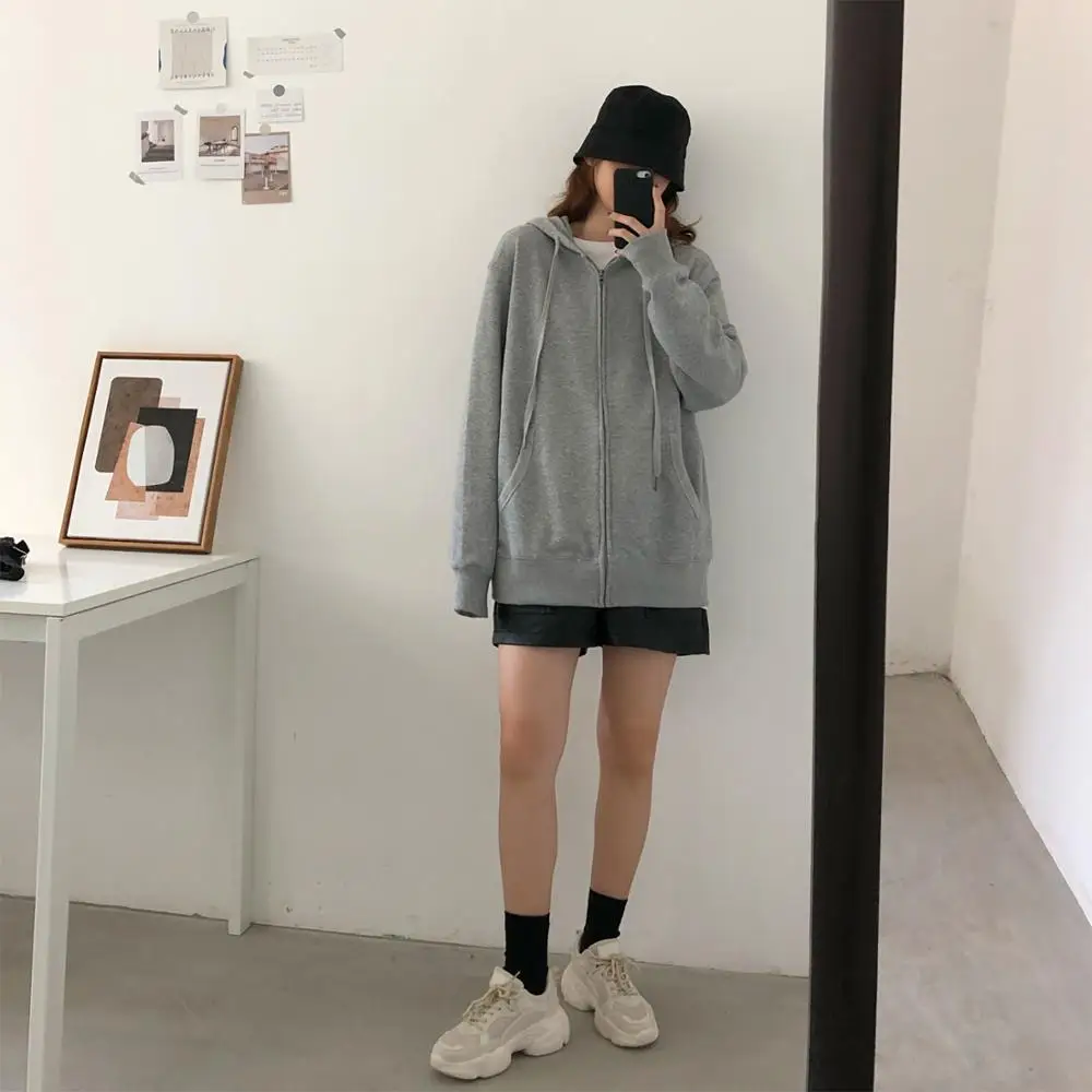 gray Thicken Новинка, толстовки для ленивых ветров, Весенняя женская толстовка с капюшоном, осенне-зимнее пальто, бархатная Повседневная Свободная куртка XA402 - Цвет: gray Thicken