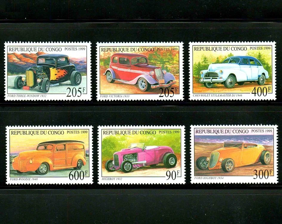

6 шт./компл. новая марка Конго 1999, Классические автомобильные марки MNH